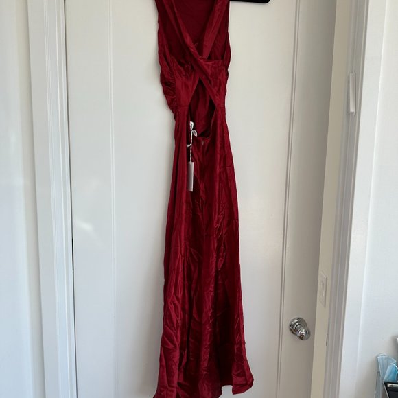Reformation Red Satin Maxi Dress - Picture 10 of 11